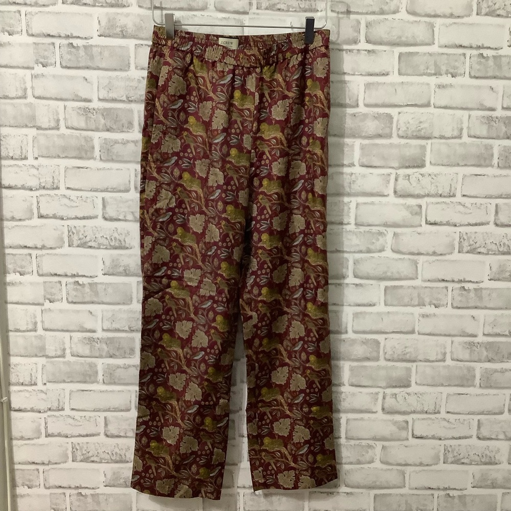 J.Crew botanical 100% silk pants.